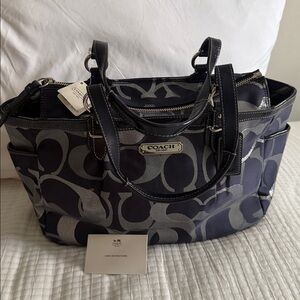NWT COACH Gal Opt Met Signature Tote,shoulder bag size Medium 3H00066983 Blue